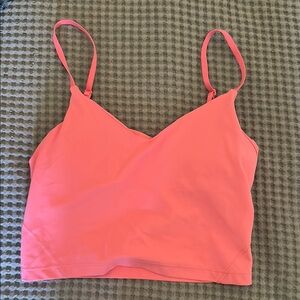 Lululemon Athletica Pink Crop Top with V-Neck and Spaghetti Straps